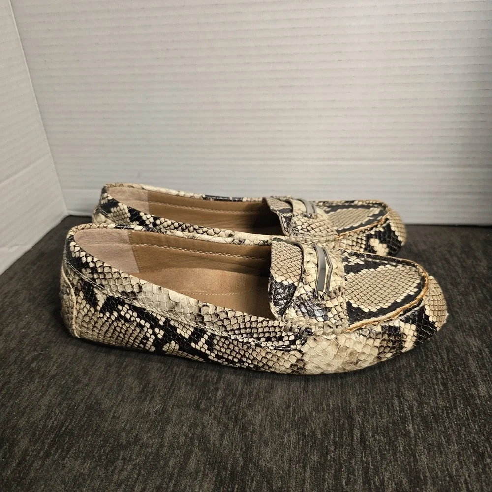 Vionic Penny Loafer Womens 7.5 Leather Snake Print Flat Orthaheel Honor Ashby